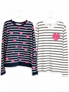 H&M | Girls 8-10Y | Long Sleeve Heart Stripe Tops Bundle